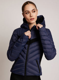 Chevron Stripe Down Filled Puffer Jacket - Blanc Noir Online Store
