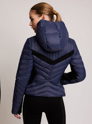 Chevron Stripe Down Filled Puffer Jacket - Blanc Noir Online Store