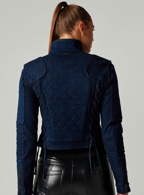 DENIM SEVILLE MOTO JACKET - Blanc Noir Online Store