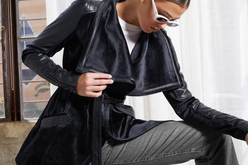 Drape Velour Jacket - Blanc Noir Online Store