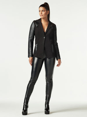 Hooded Blazer - Black - Blanc Noir Online Store