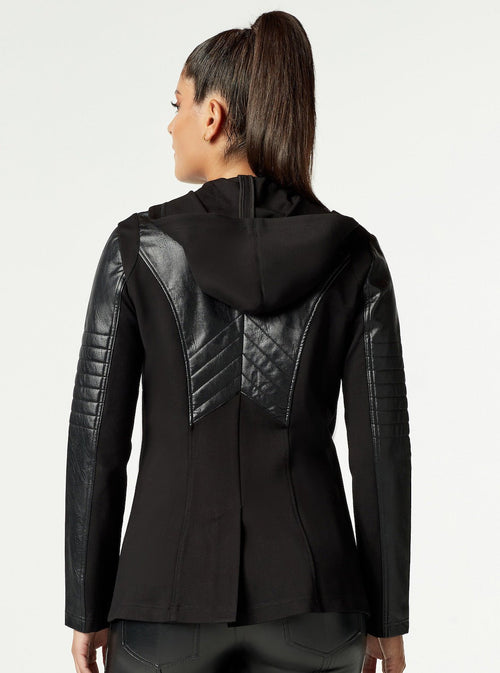 Hooded Blazer - Black - Blanc Noir Online Store