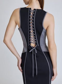Lace Back Dress - Black Colorblock - Blanc Noir Online Store