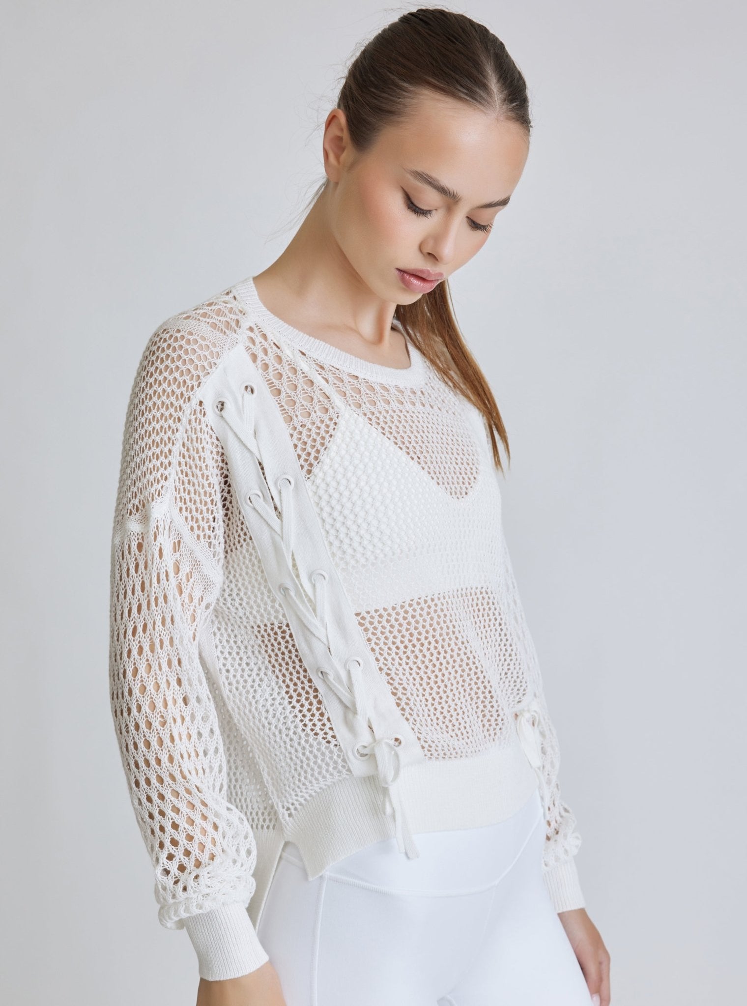 LACE UP SWEATSHIRT - Blanc Noir Online Store