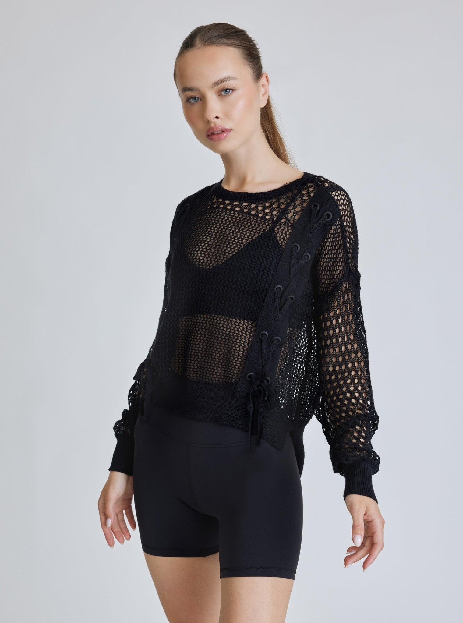 LACE UP SWEATSHIRT - Blanc Noir Online Store