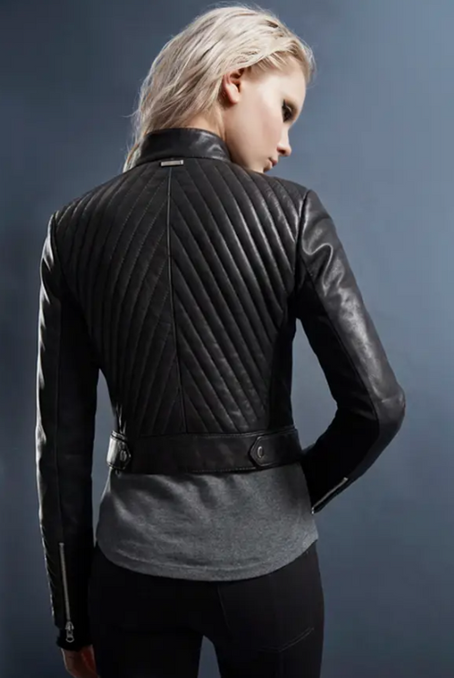 Maeve Mini Quilted Vegan Leather Moto Black