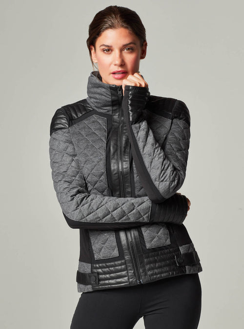 Mesh Inset Moto Puffer - Down Filled - Blanc Noir Online Store