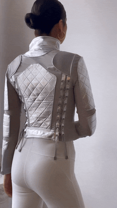Metallic Moto Mesh Jacket - Blanc Noir Online Store