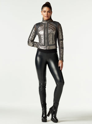 METALLIC MOTO MESH JACKET - Blanc Noir Online Store