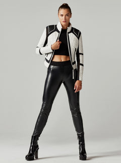 Moto Jacket Black and White Colorblock - Blanc Noir Online Store