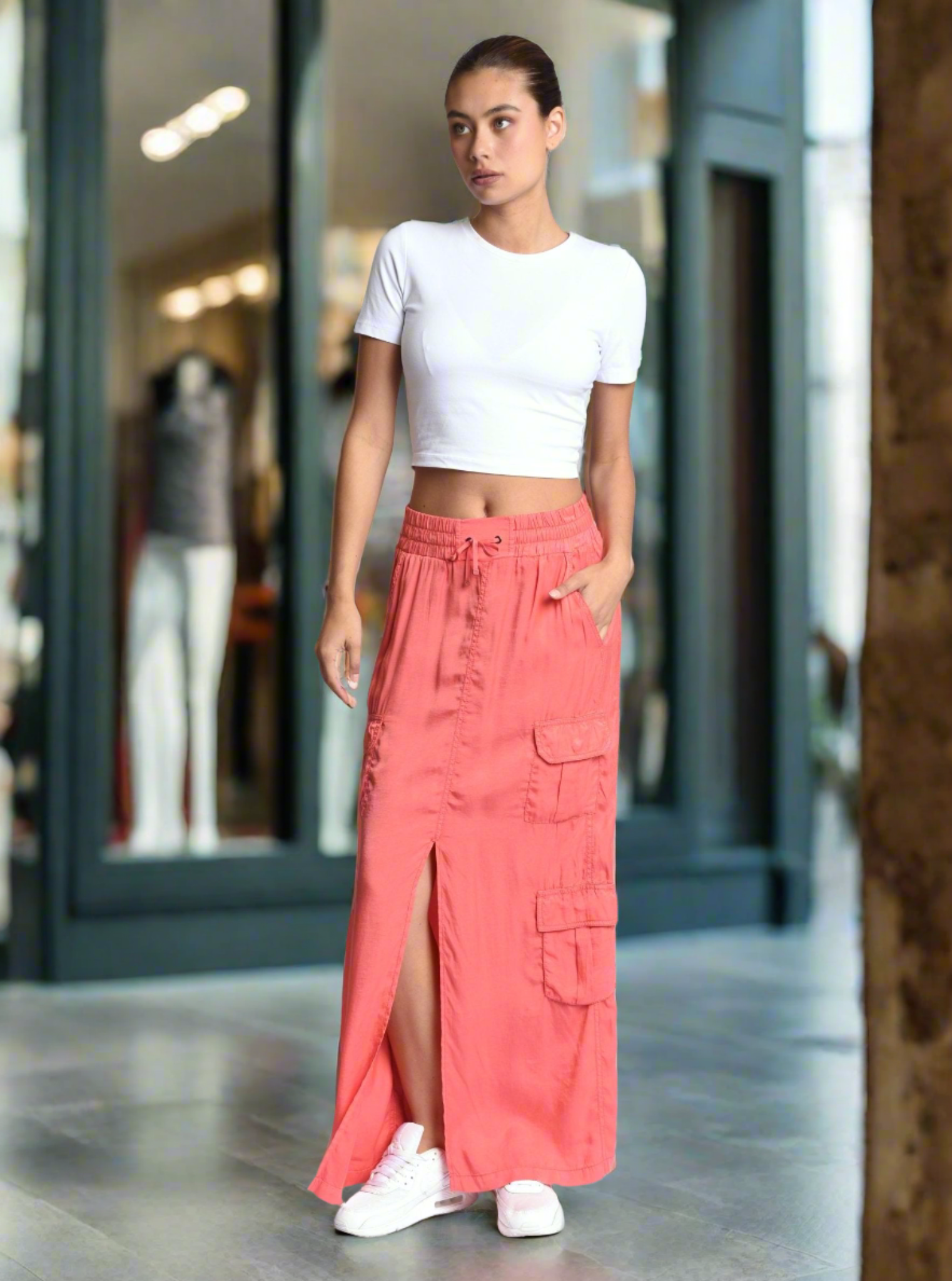 Amazon.com: Women Long Cargo Skirt High Rise Y2K SkirtSolid Color Zipper  Skirt with Big Pockets : Clothing, Shoes & Jewelry