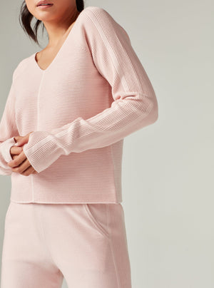 Portola V Neck Sweater - Peach Whip - Blanc Noir Online Store