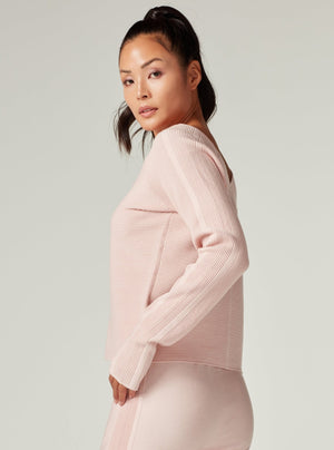 Portola V Neck Sweater - Peach Whip - Blanc Noir Online Store