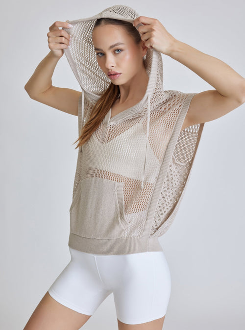 PULLOVER SLEEVELESS HOODIE - final sale - Blanc Noir Online Store