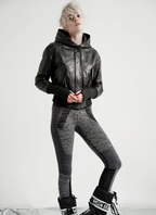 Romeo Sleek Vegan Leather Hooded Moto Black