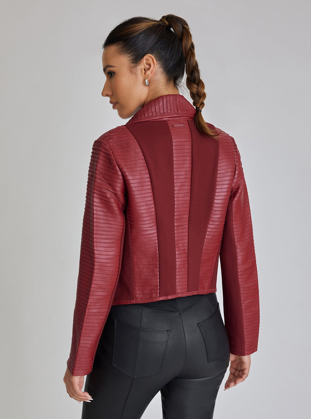 Strip Leather Drape Front - Blanc Noir Online Store