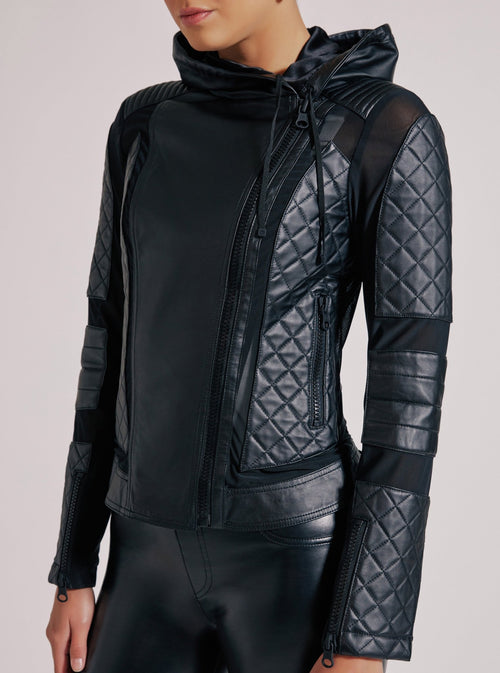 VOYAGE HOODED MOTO - Blanc Noir Online Store