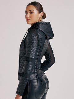 VOYAGE HOODED MOTO - Blanc Noir Online Store