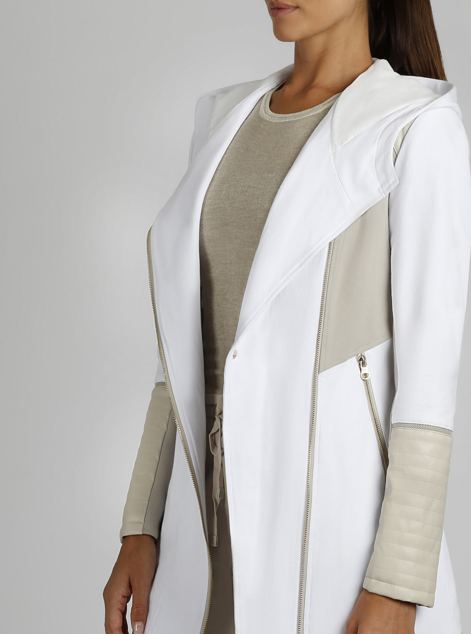 Updated Traveler Jacket with Gold Zip  - Optic White / Pumice - Blanc Noir Online Store