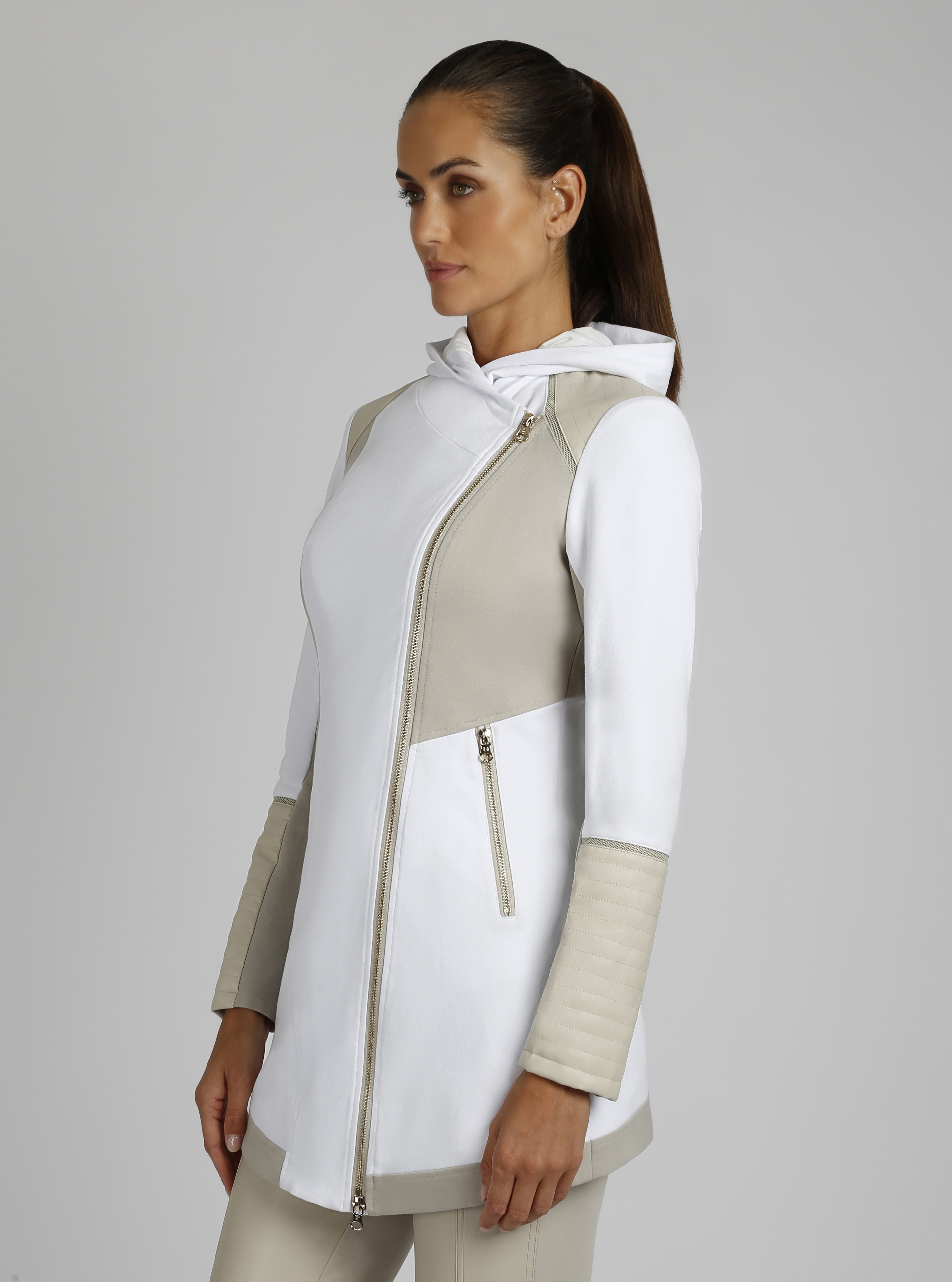 Updated Traveler Jacket with Gold Zip - Optic White / Pumice