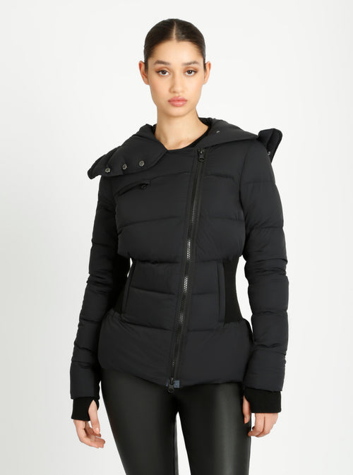 Asymmetrical Mid Puffer Parka - Blanc Noir Online Store