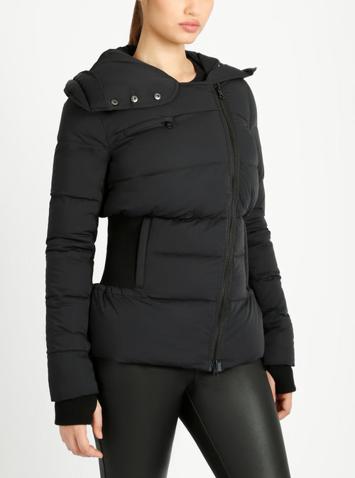 Asymmetrical Mid Puffer Parka - Blanc Noir Online Store