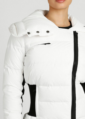 Asymmetrical Mid Puffer Waist Cinch Down Filled Parka