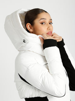 Asymmetrical Mid Puffer Parka - Blanc Noir Online Store