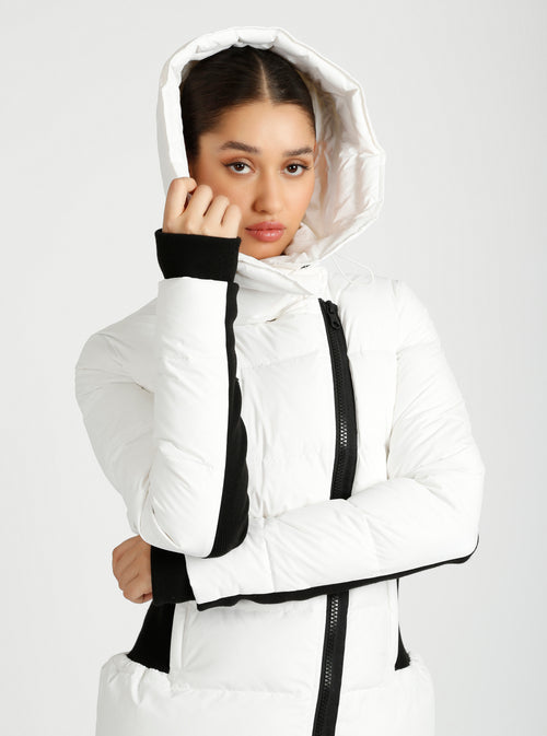 Asymmetrical Mid Puffer Parka - Blanc Noir Online Store