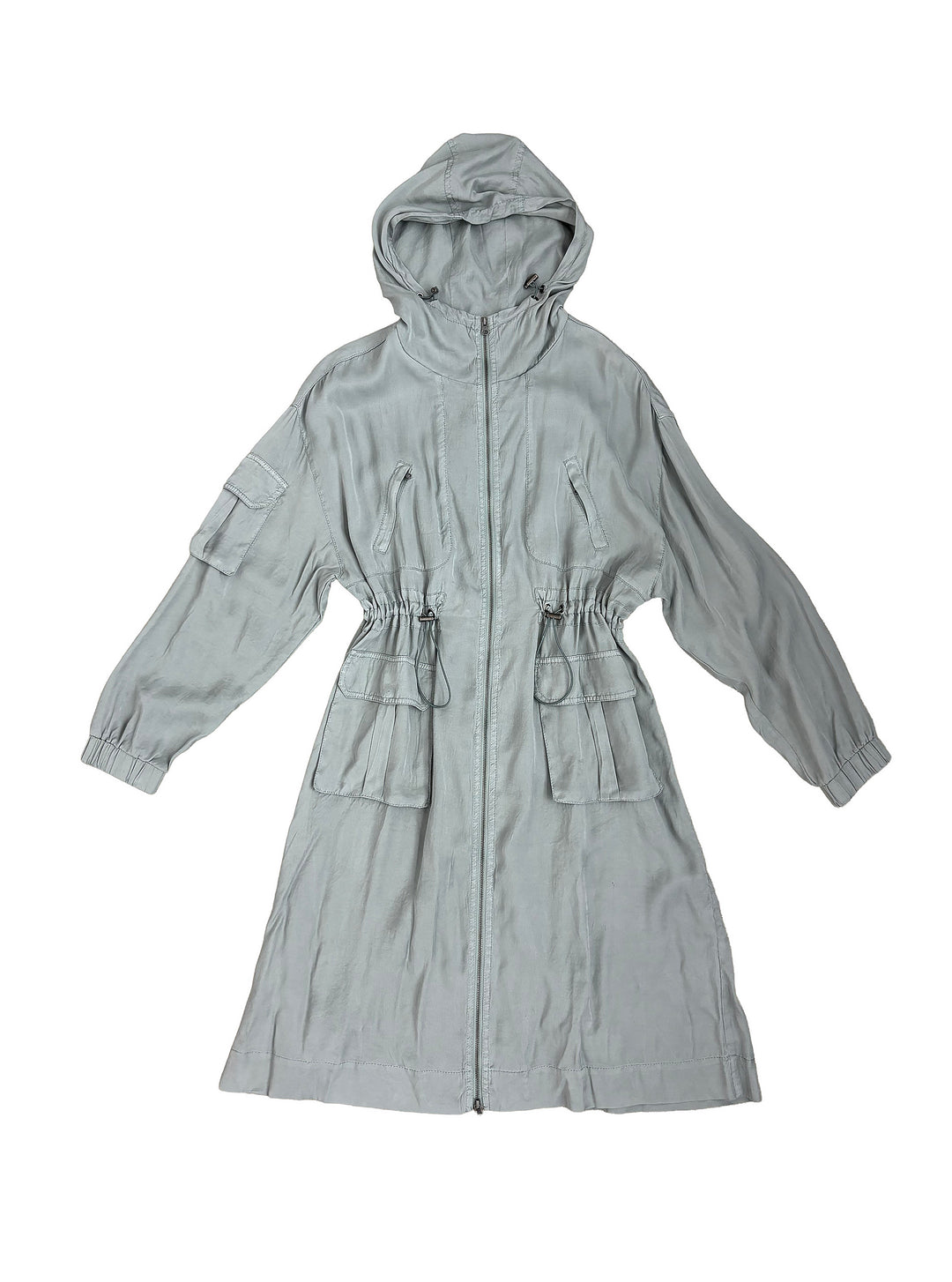 VAULT 26_2 Hooded Tencel Maxi Length Anorak - Blanc Noir Online Store