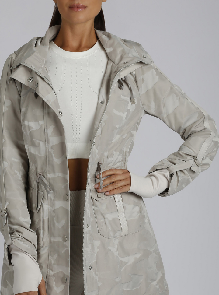 Full Zip Camo Jaquard Anorak with Hood - Pumice Stone