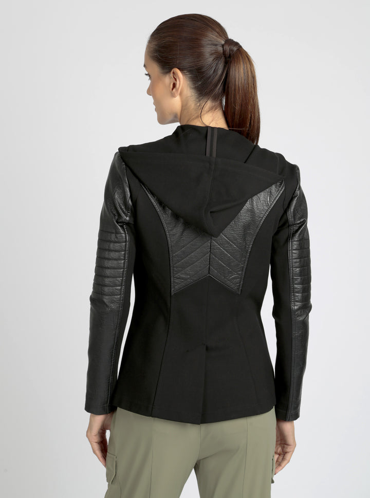 Hooded Blazer - Black - Blanc Noir Online Store