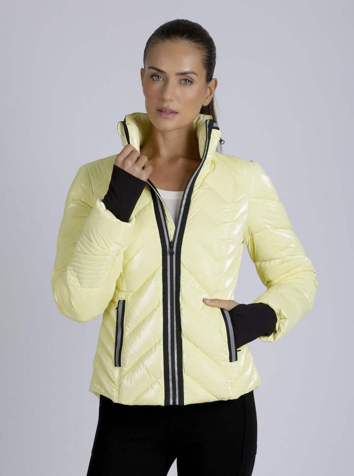 Super Hero Down Filled Puffer With Reflective Trim - Blanc Noir Online Store