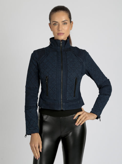 DENIM SEVILLE MOTO JACKET - Blanc Noir Online Store