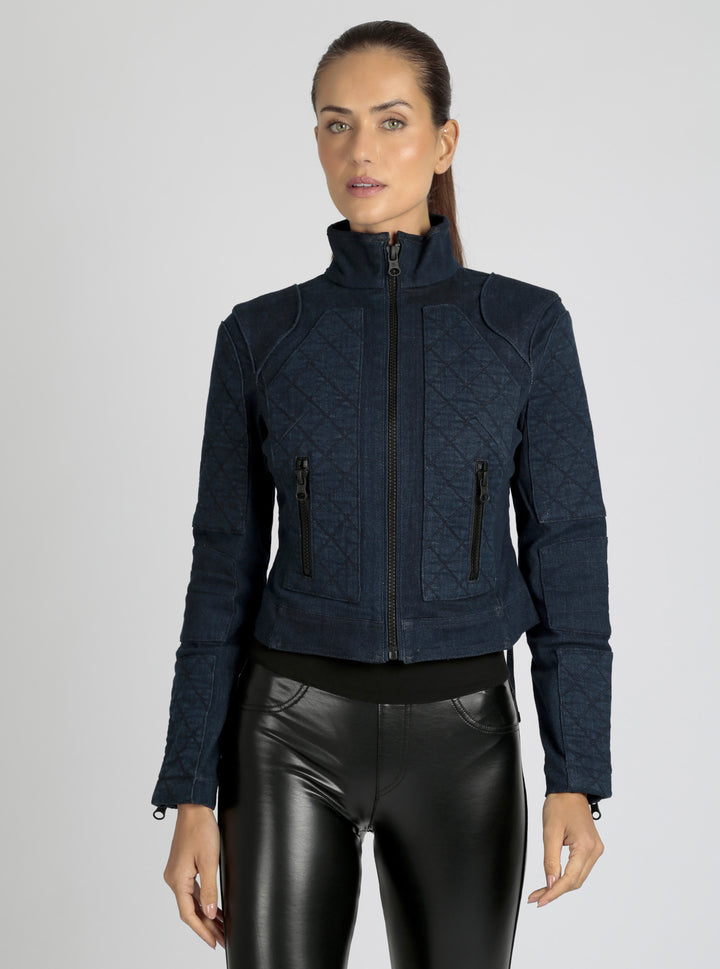 DENIM SEVILLE MOTO JACKET - Blanc Noir Online Store