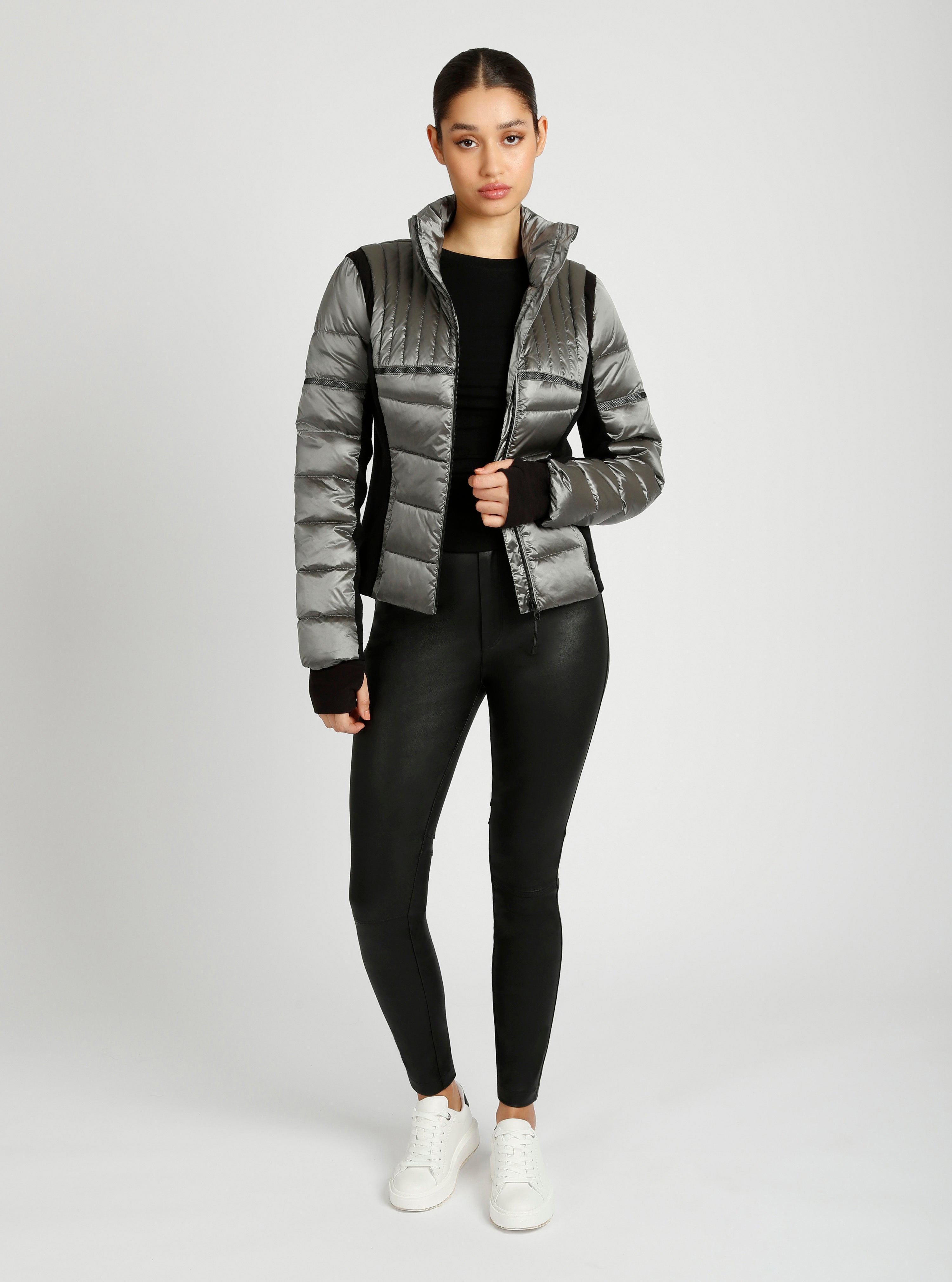 PELLICULE ribbon gather lib blouson グレー VAULT16 Drape Front With Fur | Blanc Noir Online Store