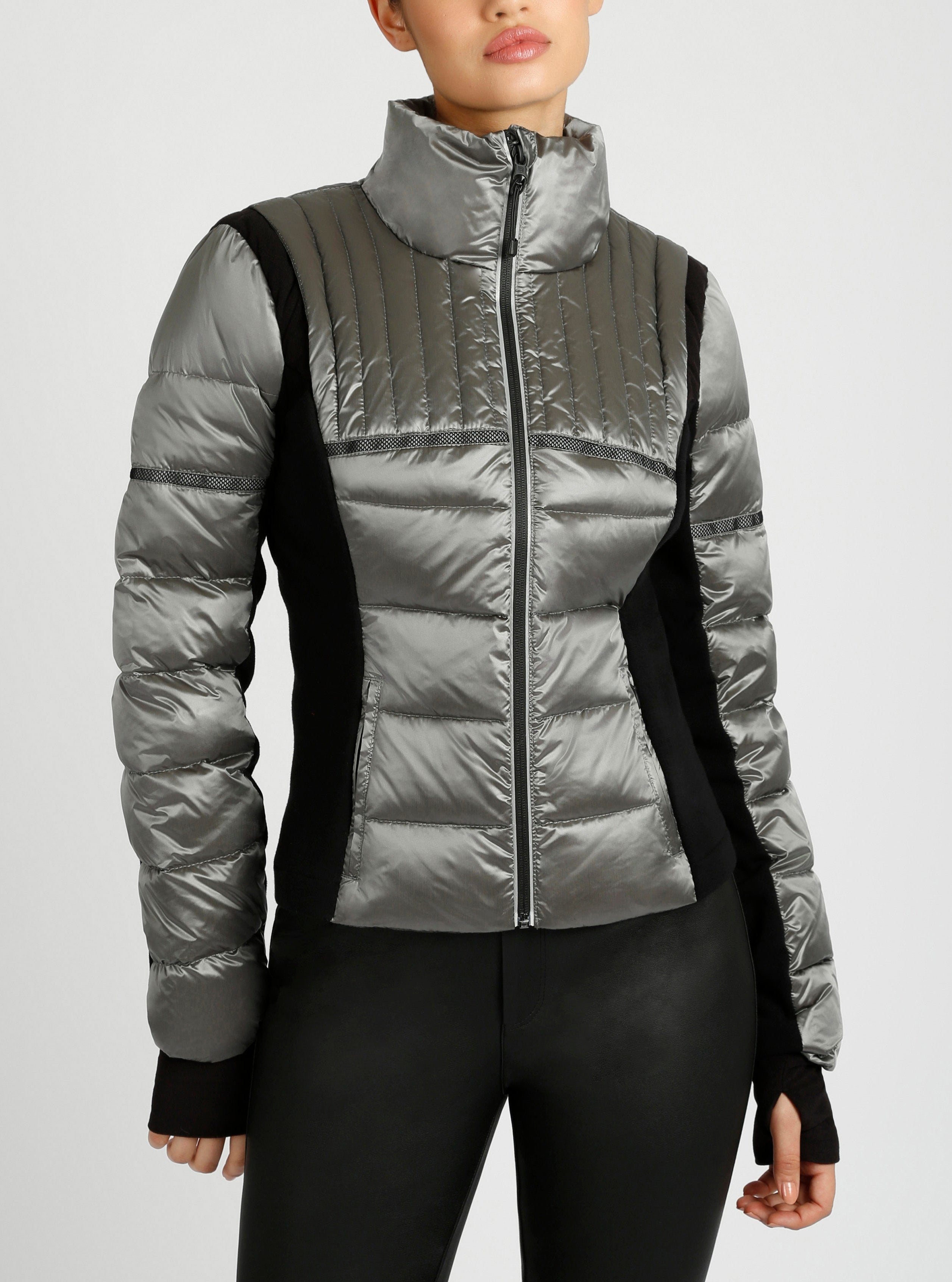 Reflective Inset Down Filled Feather Weight Jacket | Blanc