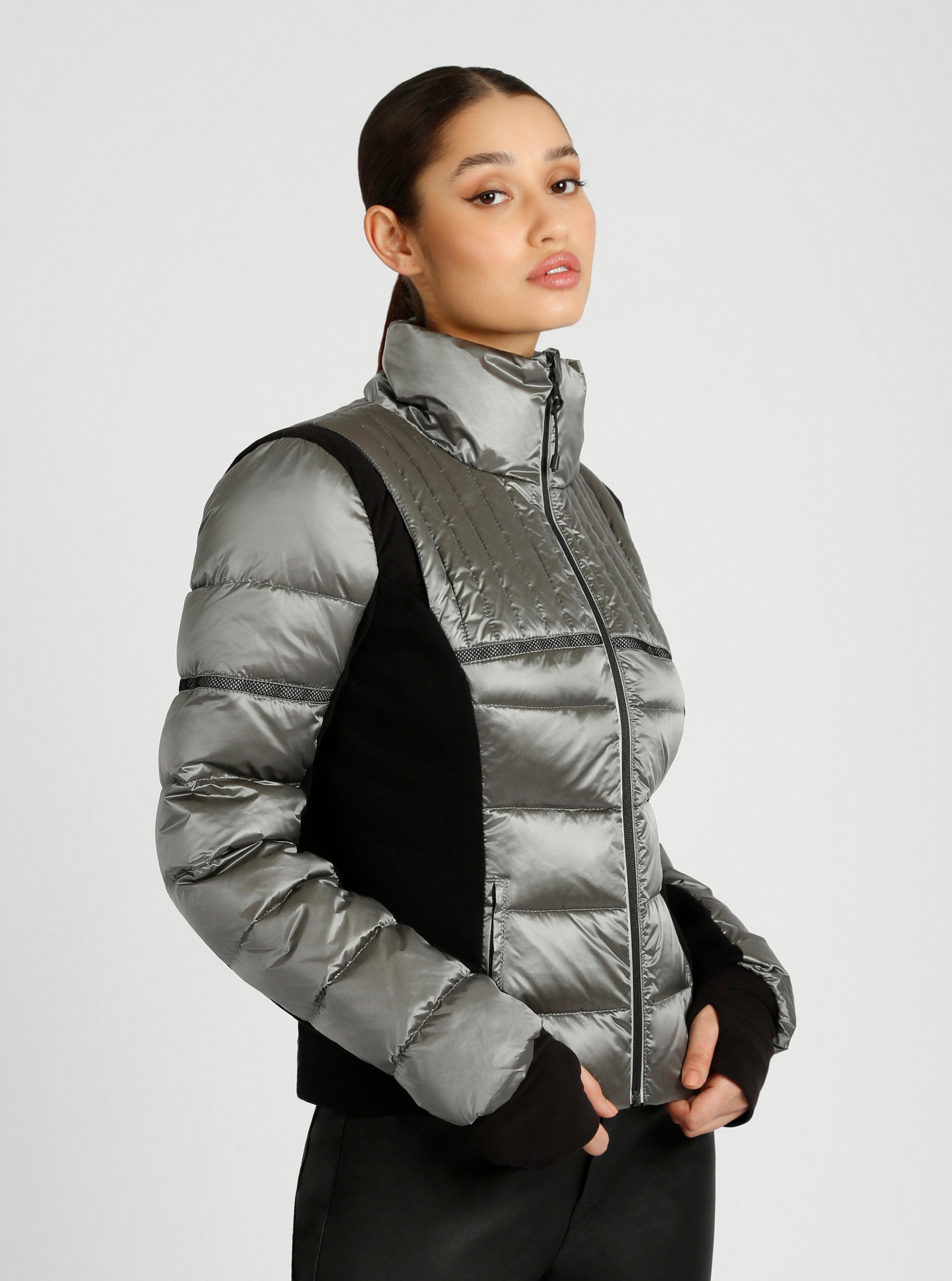 Reflective Inset Down Filled Feather Weight Jacket | Blanc