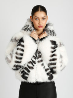 Galena Reversible Faux Fur Hoodie - Blanc Noir Online Store