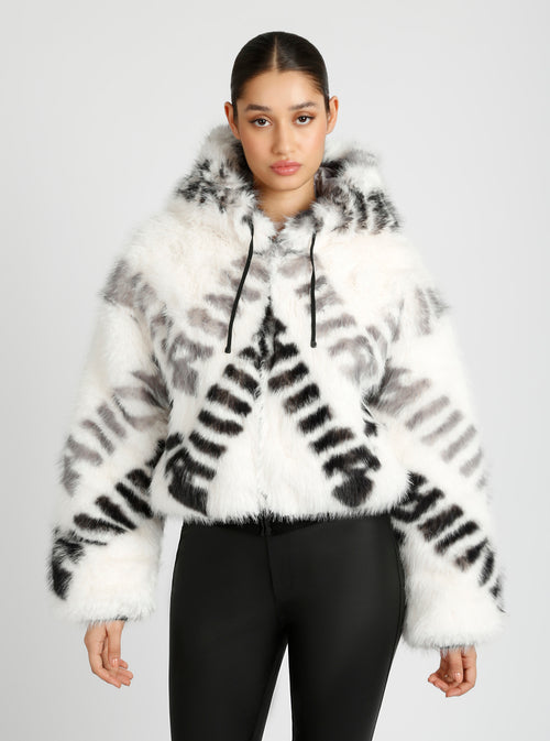 Galena Reversible Faux Fur Hoodie - Blanc Noir Online Store