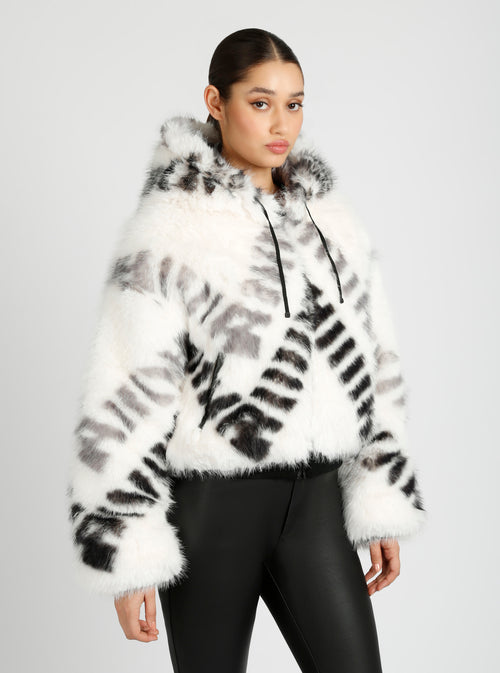 Galena Reversible Faux Fur Hoodie - Blanc Noir Online Store