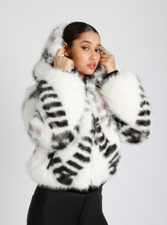 Galena Reversible Faux Fur Hoodie - Blanc Noir Online Store