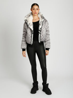 Galena Reversible Faux Fur Hoodie - Blanc Noir Online Store