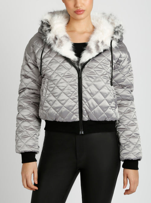 Galena Reversible Faux Fur Hoodie - Blanc Noir Online Store