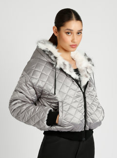 Galena Reversible Faux Fur Hoodie - Blanc Noir Online Store