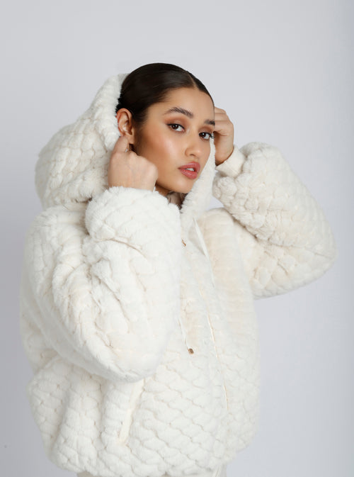 Fawn Reversible Faux Fur Hoodie - Blanc Noir Online Store