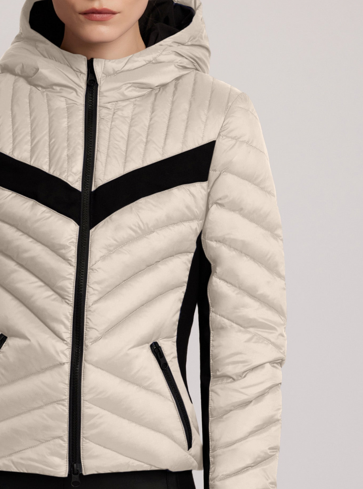 Chevron Stripe Down Filled Puffer Jacket - Blanc Noir Online Store