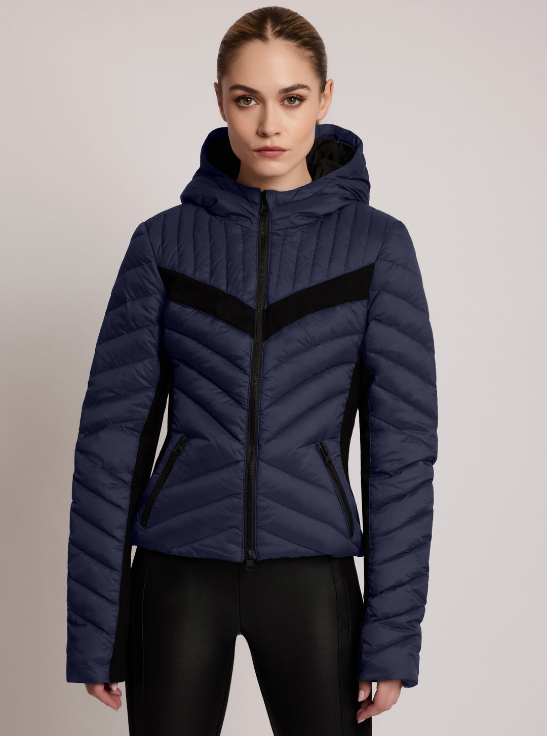 Chevron Stripe Down Filled Puffer Jacket - Blanc Noir Online Store