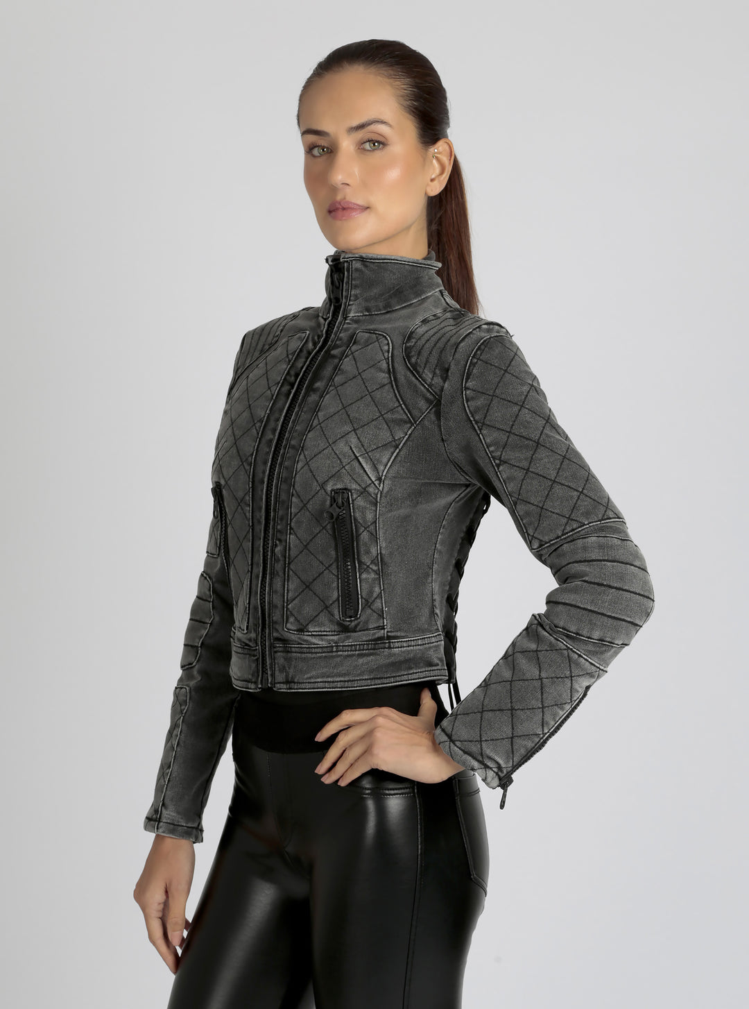 Denim Moto Jacket - Blanc Noir Online Store