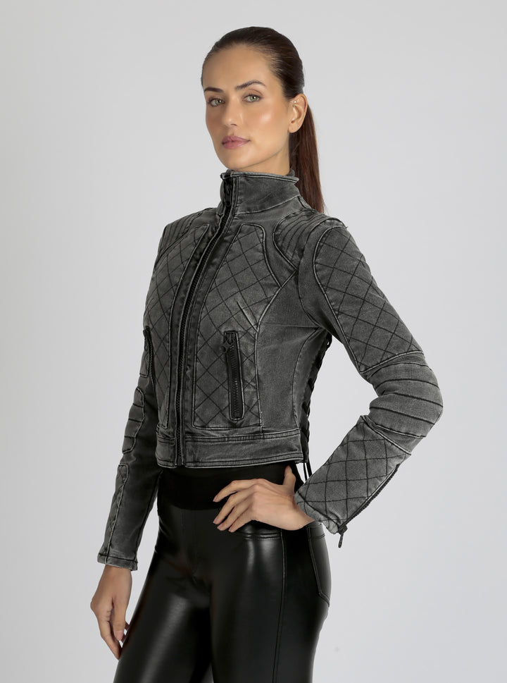 Denim Moto Jacket - Blanc Noir Online Store